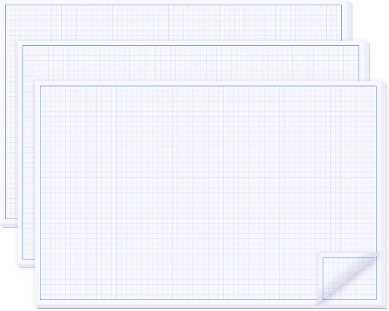 suituts 3 Pads 11X17 Inches Graph Paper, Large Grid Paper, Two Side Drafting Paper, Architect Graph Paper, Blueprint Paper(4 Squares Per Inch, 50 Sheets Each Pad) - Image 1